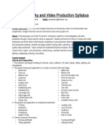 Cinematography 1 Syllabus 2018-2019