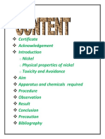 Certificate Acknowledgement Nickel Physical Properties of Nickel Toxicity and Avoidance Aim Apparatus and Chemicals Required Procedure Observation Result Conclusion Precaution Bibliography