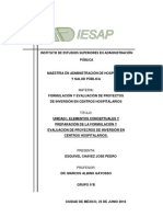 Unidad I. Elementos Conceptuales y La Preparación de La Formulación y Evaluación de Proyectos de Inversion en Centros Hospitalarios.