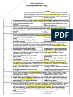 Let Reviewer Developmental Reading: NAME: - SCORE