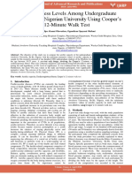 Aerobic Fitness Levels Among Undergraduate Students of A Nigerian University Using Coopers 12 Minute Walk Test