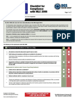 Checklist For Compliance With MLC 2006: Please Answer All Questions With A Yes or No Response