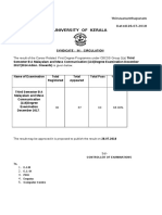 University of Kerala: The Result of The Career Related First Degree Programme Under CBCSS Group 2 (A) Third