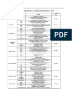 Calendar of Activities 2018