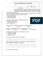 Avaliação de Historia 2 Trimestre 4 Ano 2018