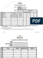 Training Attendance Sheet: Hypoxi Training Spa & Health Club Hypoxi Trainer