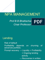 Npa Management: Prof.B B Bhattacharyya Chair Professor