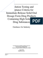FDA Dissolution Testing and Acceptance Criteria For Inmediate-Release Solid Oral Dosage Form Drug Products Containing High Solubility Drug Substances