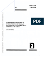 Covenin 2742-1998..ERGONOMIA en Puestos de Trab Con Pantallas Catodicas de Datos