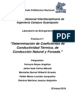 Practica 7: Determinación de Coeficientes de Conductividad Térmica, de Conducción Natural y Forzada