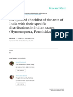 An Updated Checklist of The Ants of India With Their Specific Distributions in Indian States (Hymenoptera, Formicidae)