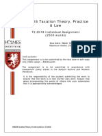 HI6028 Taxation Theory, Practice & Law: T2 2018 Individual Assignment (2500 Words)