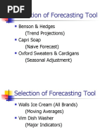 Selection of Forecasting Tool