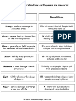 Measuring Earthquakes - The Richter and Mercalli Scales Worksheet