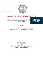 Pondicherry University: Master of Social Work (MSW)