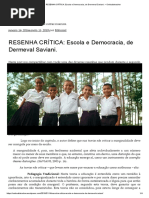 RESENHA CRÍTICA - Escola e Democracia, de Dermeval Saviani. - Ombudsteacher