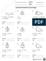 Name: Teacher: Date: Score:: Identify and Calculate The Perimeter For Each Triangle