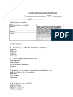 Prueba de Ciencias Sociales - 4°basico