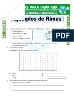 Ficha Ejemplos de Rimas para Tercero de Primaria