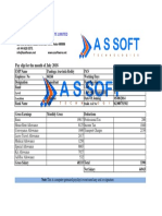 A S Soft Technologies Private Limited: Pay Slip For The Month of July 2018