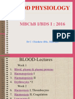 Blood Physiology - MBCHB I 2016