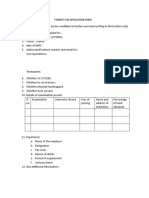 Format For Application Form