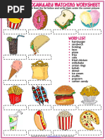 Fast Food Vocabulary Esl Matching Exercise Worksheet For Kids