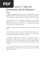 Cuáles Son Los 17 Tipos de Sentimientos Del Ser Humano