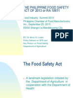 The Philippine Food Safety Act of 2013 or RA 10611