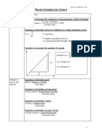 Form 4 Physics Formula List PDF