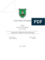 Important Experimental Designs: University of Jordan