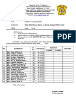 Daily Attendance Report of Newly Assigned Personnel 2016