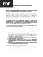 Emision de Obligaciones y Recorganizacion de Sociedades