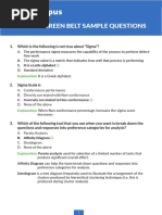 Six Sigma Green Belt Sample Questions: 1. Which Is The Following Is Not True About "Sigma"?