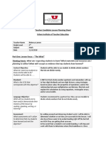 Teacher Candidate Lesson Planning Sheet Urban Institute of Teacher Education