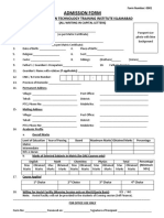 Admission Form: Construction Technology Training Institute Islamabad