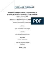 Conciencia Ambiental, Valores y Ecoeficiencia en La Gerencia de Servicios A La Ciudad y Medio Ambiente. Lima Cercado. 2016 PDF