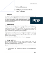 Technical Summary Mechanical and Piping Installation Works MCP Contract