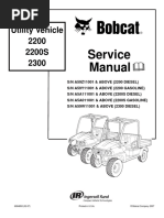 BOBCAT 2200S UTILITY VEHICLE Service Repair Manual SN A5A011001 & ABOVE (2200S GASOLINE) PDF