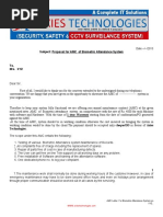 Subject: Proposal For AMC of Biometric Attendance System: Date: - / - /2013