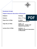 (Academic Script) Origin & General Characters of Mammals