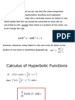 Calculus of Hyperbolic Functions