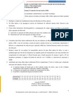 Exame Da Disciplina de Comunicação Óptica.