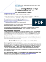 Chicago Manual of Style: Quick Reference Guide To The Notes and Bibliographies (Humanities Style)