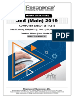 JEE Main 2019 Chemistry Attempt Shift - 2 (12th January, 2019)