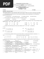 2nd Quarter Exam Math 10