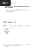 Unit2 - Lines and Indentation - Multi-Line Statements - Comments