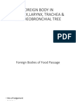 Foreign Body in Pharynx, Larynx, Trachea & Tracheobronchial Tree