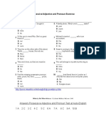 10e. Possessive Adjectives and Pronouns Answer Key