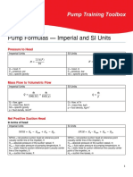 Pump Formulas - Imperial and SI Units: Pressure To Head